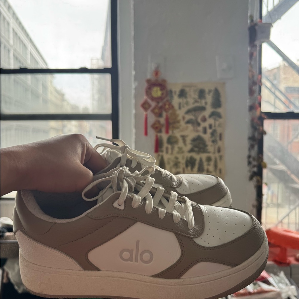 ALO Yoga White and Tan Athletic Shoes